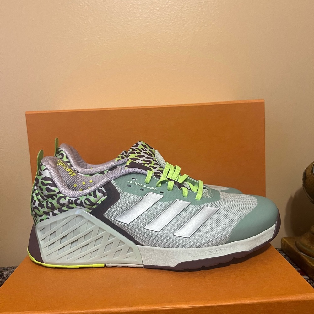 adidas Gray and Green Sneakers with Animal Print